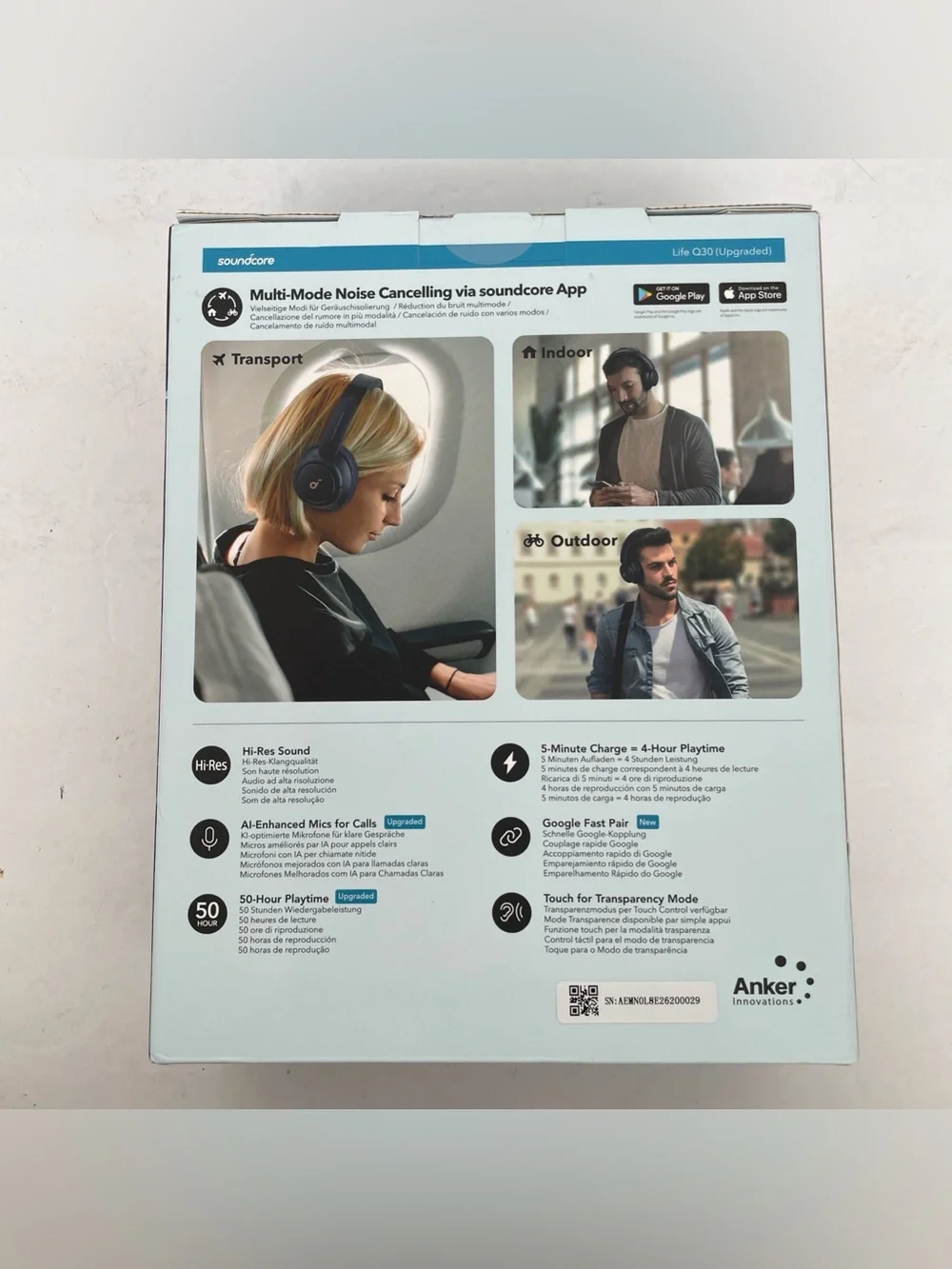 NEW Anker Life Q30 Wireless Active Noise Cancelling Over Ear Headphones